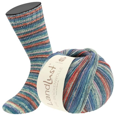 LANA GROSSA Landlust 6-ply sock yarn | Classic sock yarn, printed and machine washable | Hand-knitting yarn made of 80% virgin wool (Merino) and 20% polyamide | 150g wool for knitting and crocheting | 390m yarn on sale